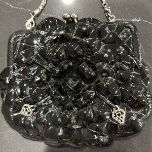 Brighton Rosalie Black small clutch coin purse with long chain.